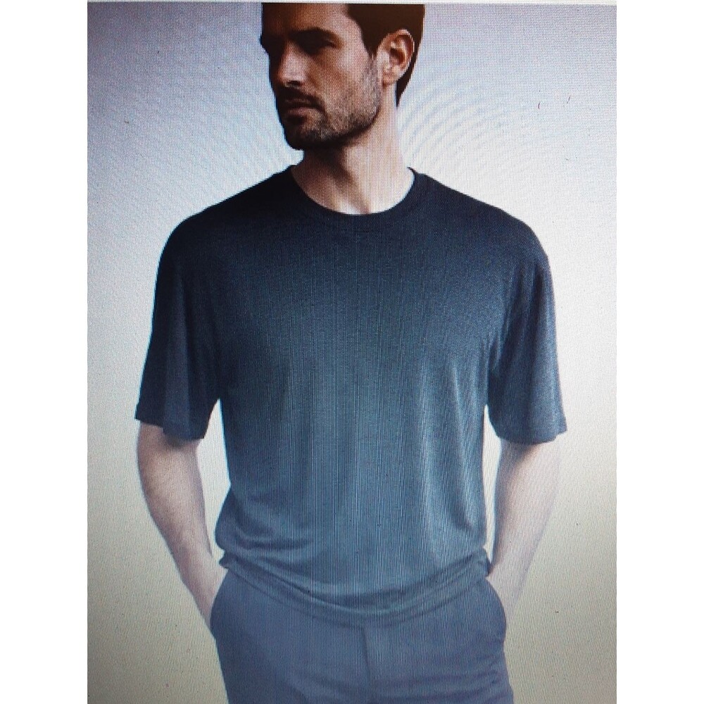 KEVOMAN 100% Silk Black Crew Neck Short Sleeve T-Shirt Sz XL